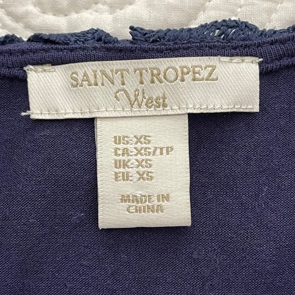 St Tropez West Top Sleeveless Navy Floral Cut Lace Size XS - Picture 10 of 12